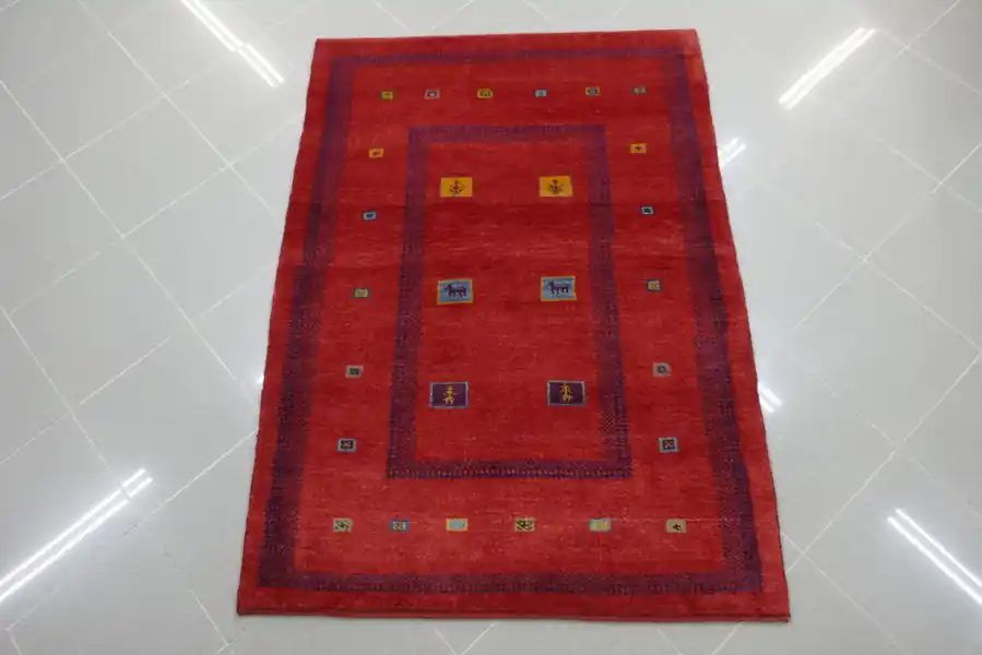 Tappeto Persiano Gabbeh Gashgai Fondo Rosso 143×103-N.14528