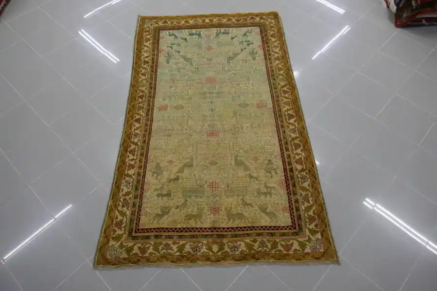 Tappeto Indiano Agra Fondo Chiaro 201×124-N.13741
