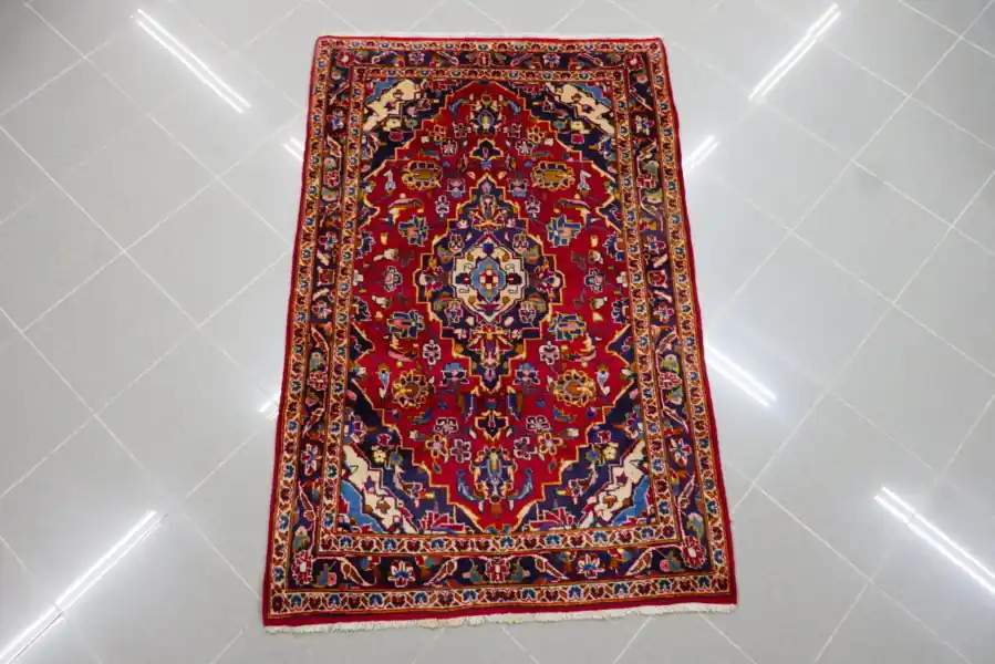Tappeto Keshan Persia Fondo Rosso 158×103-N.14458