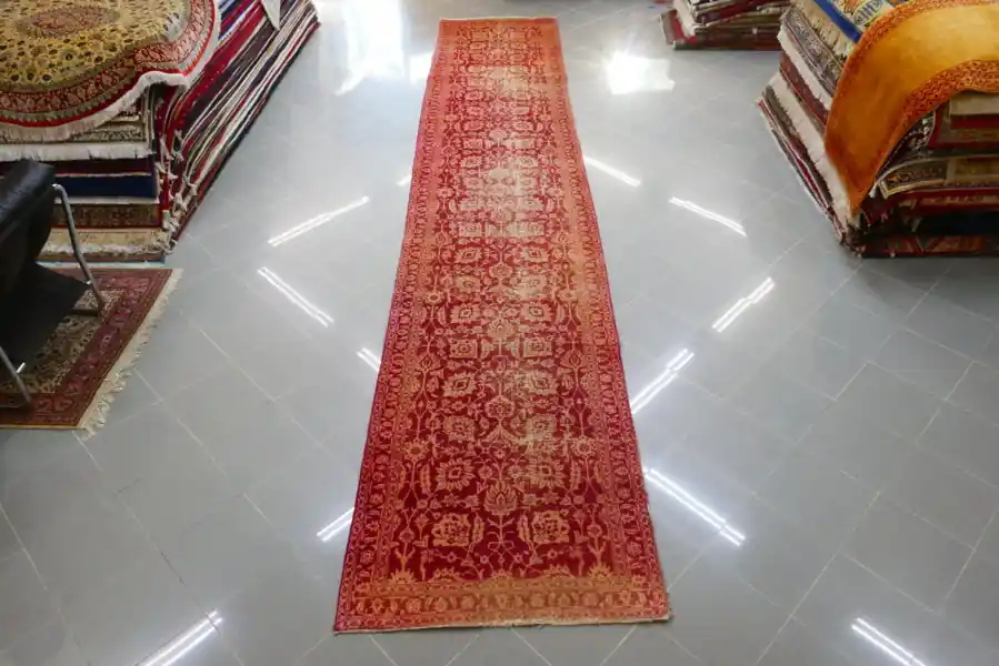 Passatoia Persiana Tabriz Fondo Rosso Vintage 510×97-N.14469