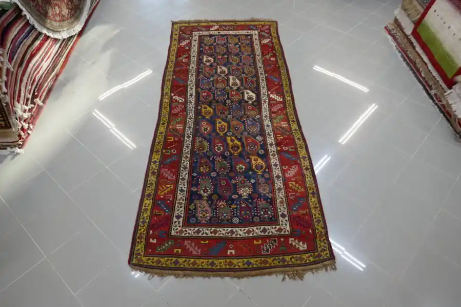 Antico Tappeto Caucaso Passatoia Ghendje 282×113-N.12537