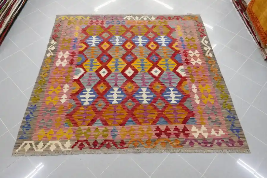Kilim Afghano Quadrato 199×205-N.14473