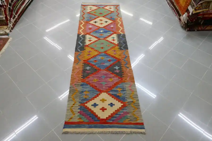 Passatoia Kilim Afghano 295×89-N.14448