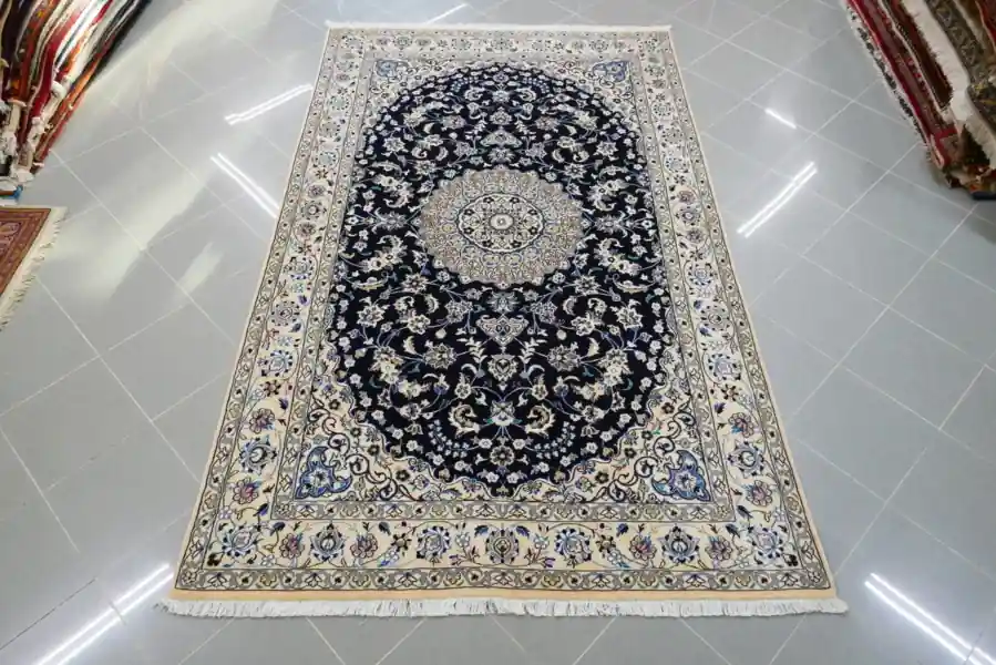 Tappeto Nain 9 Fili Persia Fondo Blu 245×150-N.14405