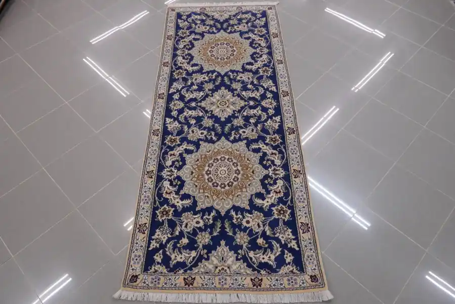 Passatoia Persiana Fondoletto Nain 9 Fili Color Azzurro 191×79-N.14373