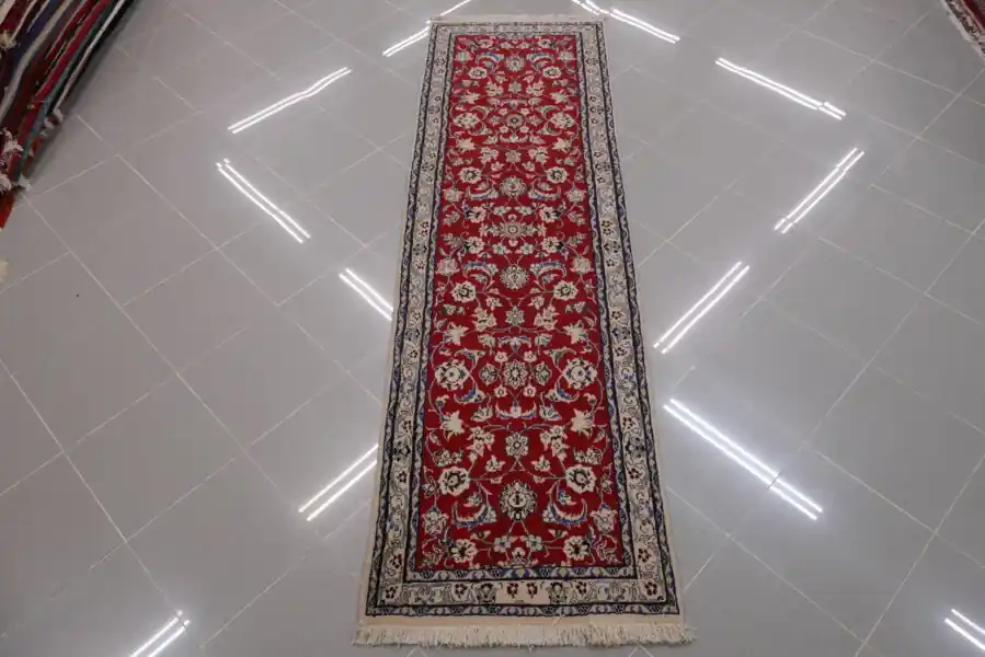 Passatoia Persiana Fondoletto Nain 9 Fili Fondo Rosso 220×67-N.14366