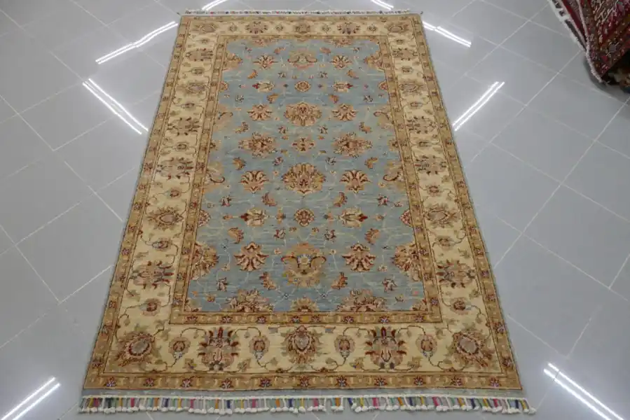 Tappeto Salotto Ziegler Extra Fondo Azzurro 186×124-N.14351