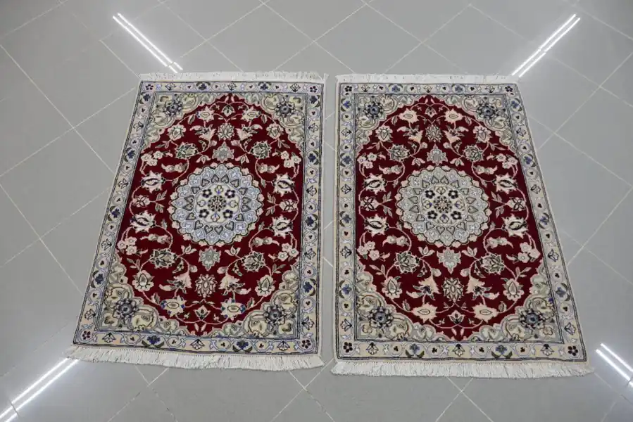 Scendiletti Persiani Nain 9 Fili Bordeaux 2x100x71 N.14341-14342