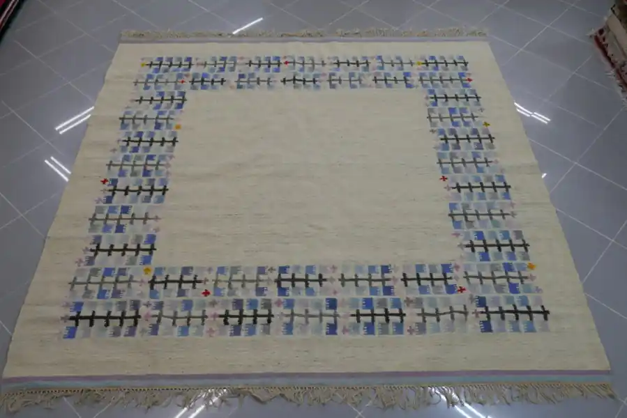Kilim Polacco Vintage Fondo Avorio Quadrato 203×197-N.14271