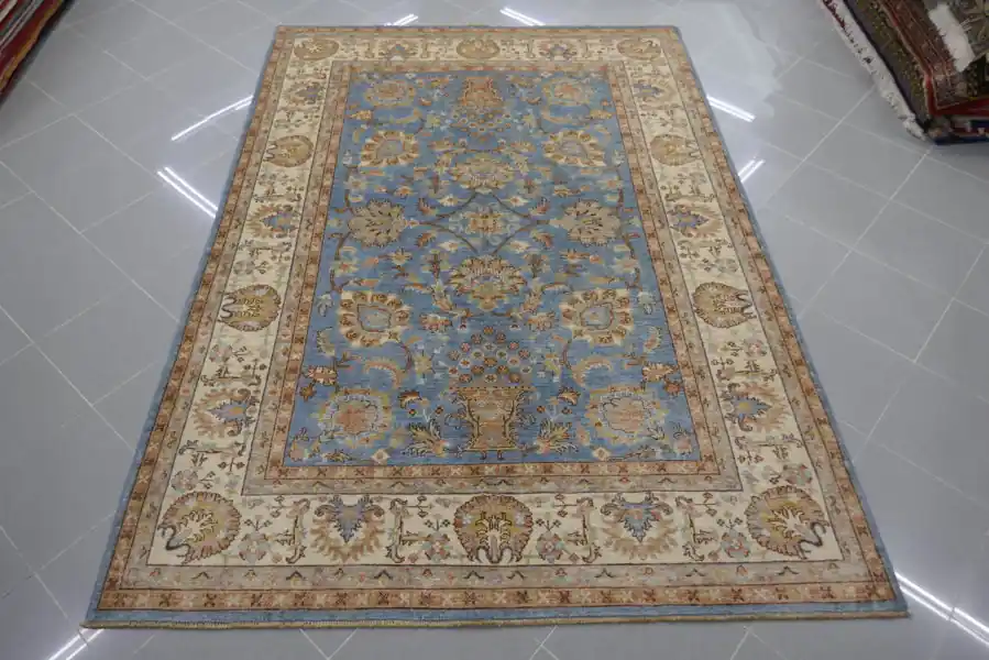 Tappeto Salotto Ziegler Extra Fondo Azzurro 239×170-N.13698