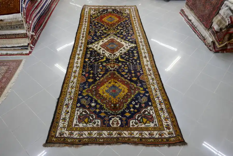 Antico Tappeto Passatoia Kelley Lori-Bakhtiari Persia 381×143-N.11630