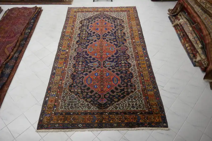 Antico Tappeto Hamadan Bibikabad Persia 380×213-N.11602