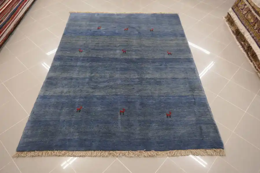 Tappeto Persiano Gabbeh Gashgai Fondo Azzurro 227×174-N.14020