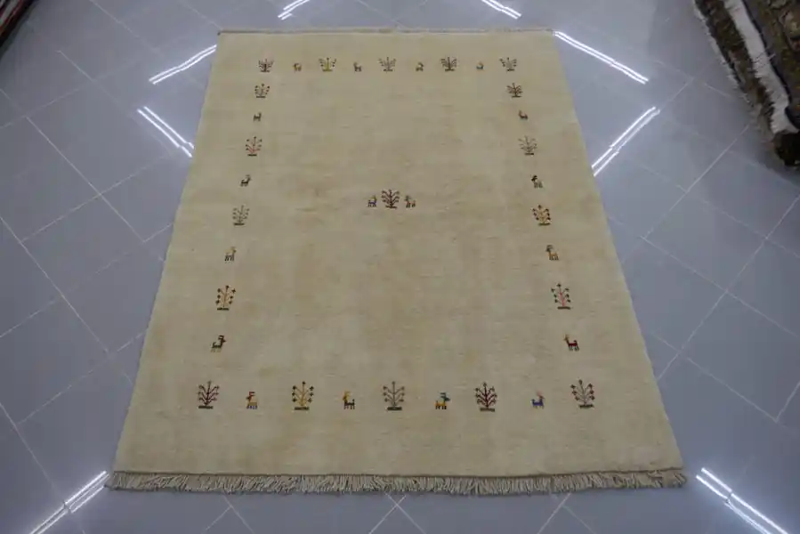 Tappeto Persiano Gabbeh Gashgai Fondo Avorio 195×151-N.14014