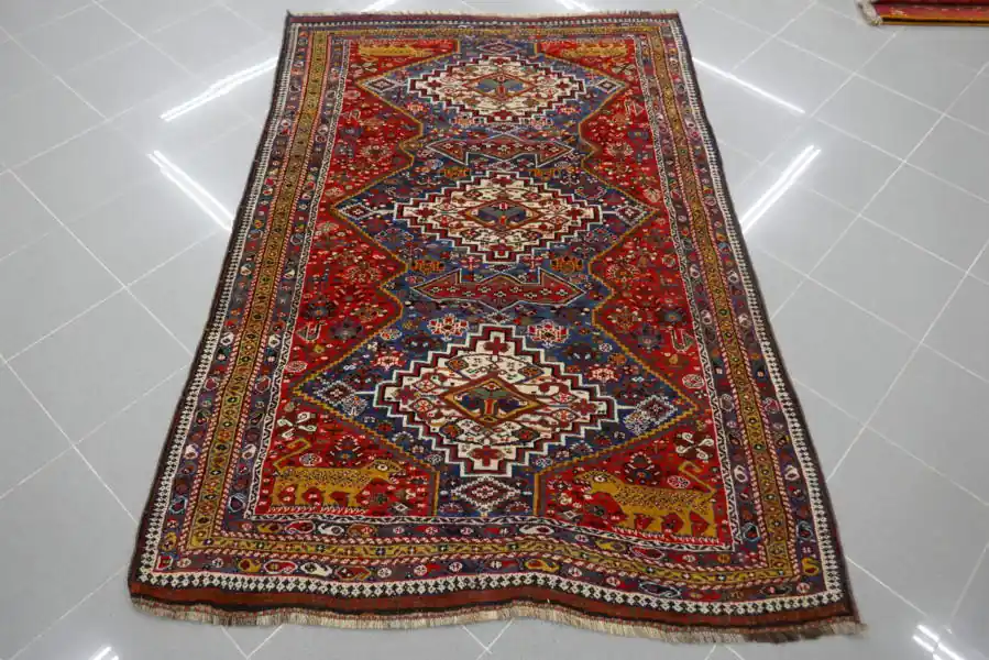 Antico Tappeto Gashgai Persia Datato 198×135-N.12697