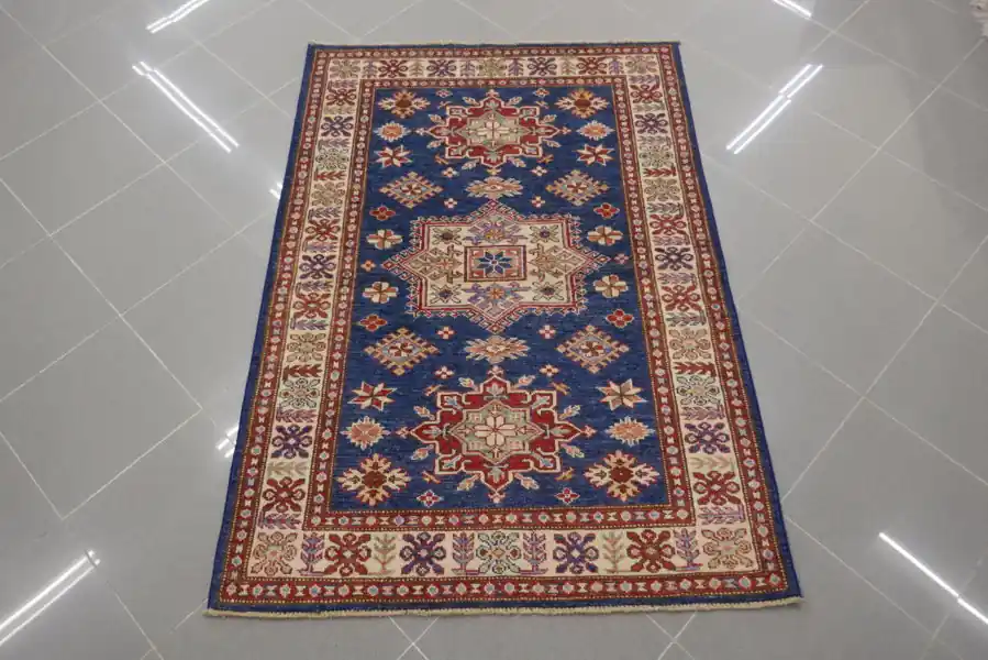 Tappeto Uzbek Kazak Extra Color Blu 141×98-N.13932