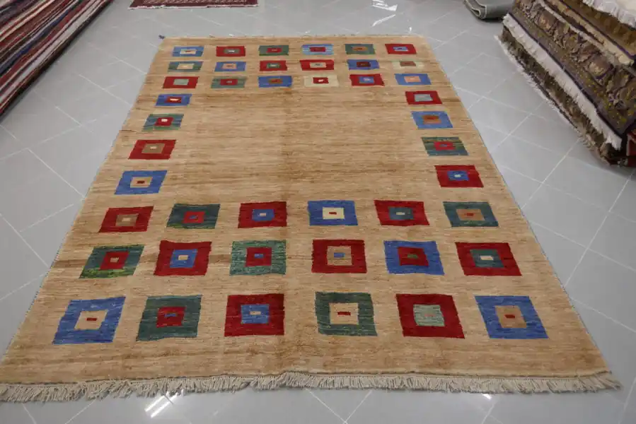 Tappeto Persiano Gabbeh Gashgai Fondo Beige 275×194-N.14018