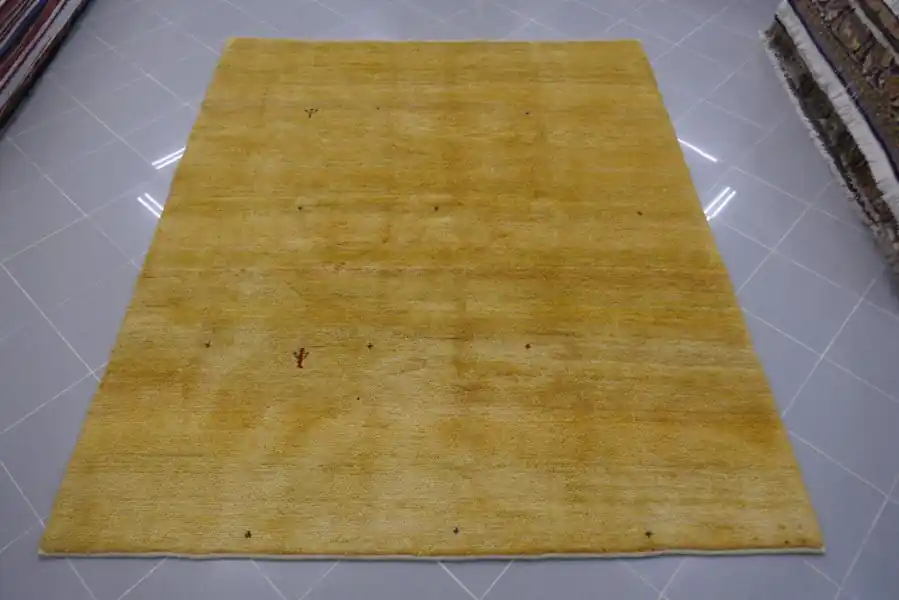 Tappeto Moderno Persiano Gabbeh Gashgai Fondo Giallo 227×190-N.14001