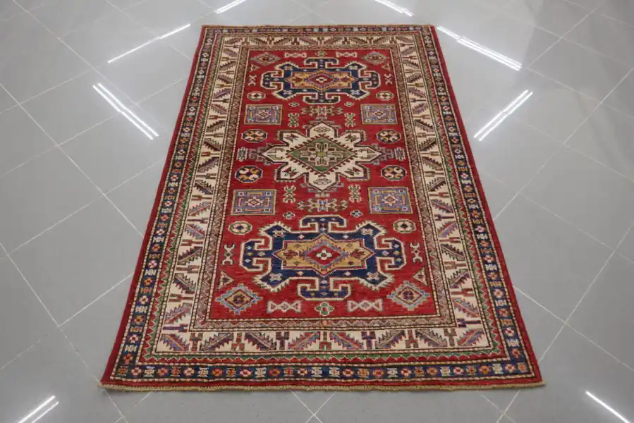 Tappeto Uzbek Kazak Extra Fondo Rosso 150×100-N.13938