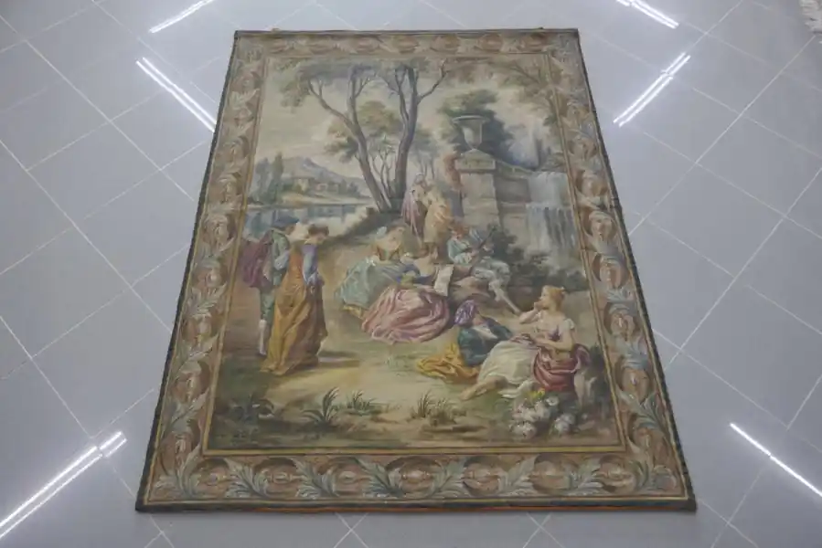 Antico Arazzo Italiano Dipinto Firmato 170×129-N.13959