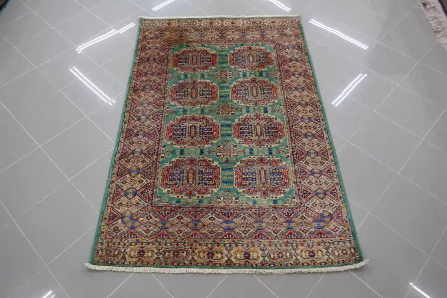 Tappeto Uzbek Kazak Extra Fondo Verde 182×119-N.13952