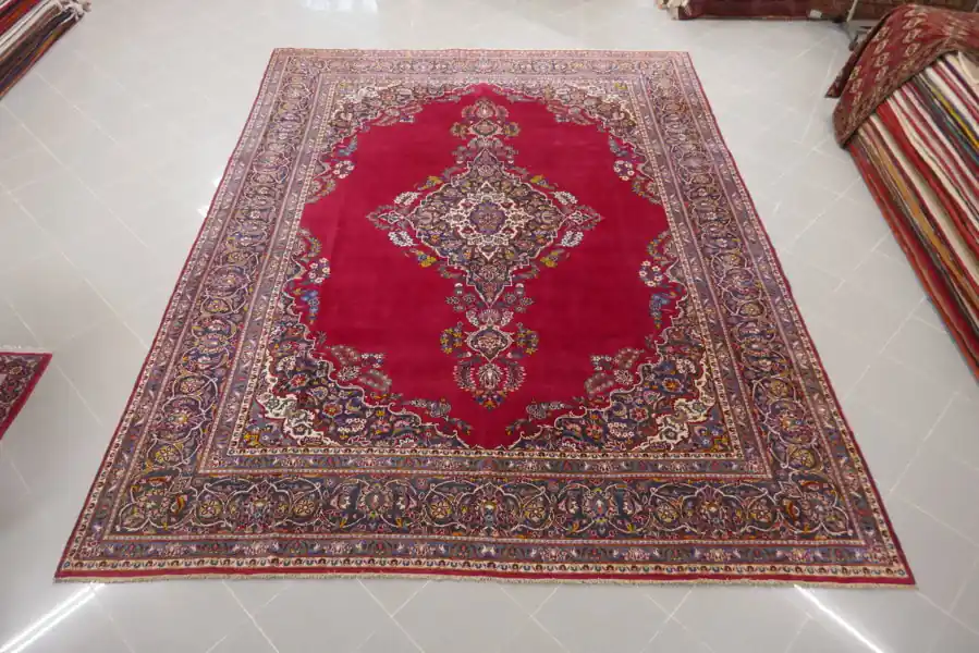 Tappeto Persiano Keshan Fondo Rosso 360×274-N.13246