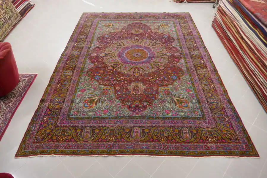 Antico Kirman Persia da Sala 430×306-N.13084