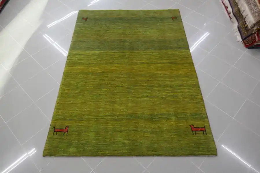 Tappeto Persiano Gabbeh Gashgai Kashkuli Fondo Verde 208×146-N.13889