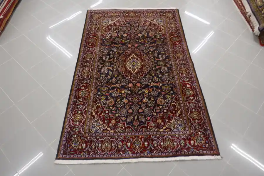 Tappeto Persiano Keshan Fondo Blu 211×135-N.13749