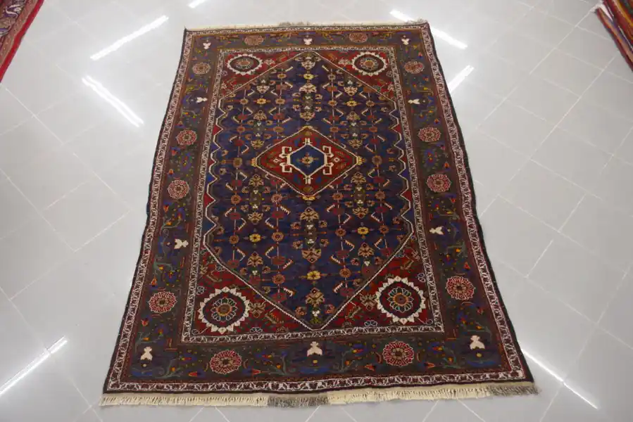 Tappeto Persiano Abadeh Antico Fondo Blu 224×155-N.13324
