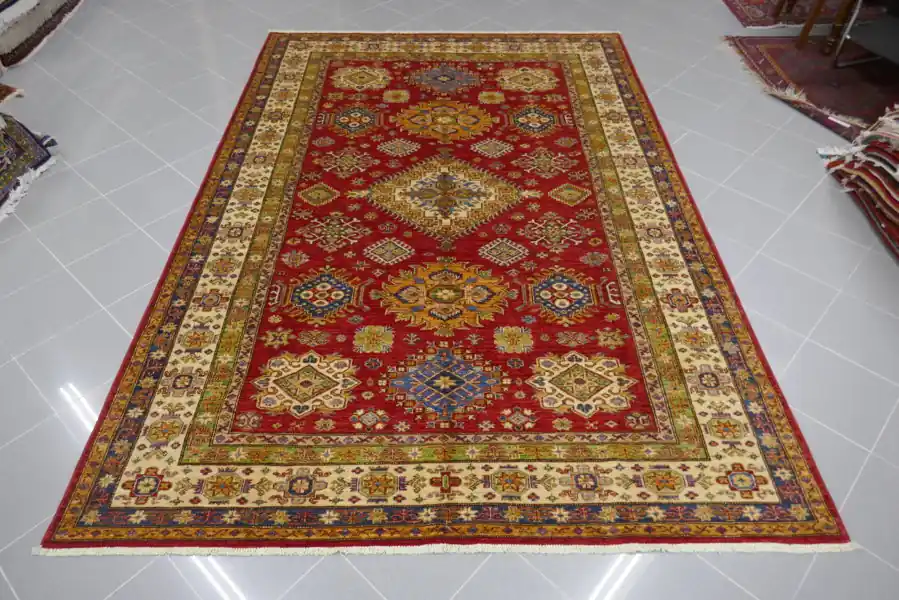 Tappeto Salotto Uzbek Kazak Extra Rosso 300×204-N.13389