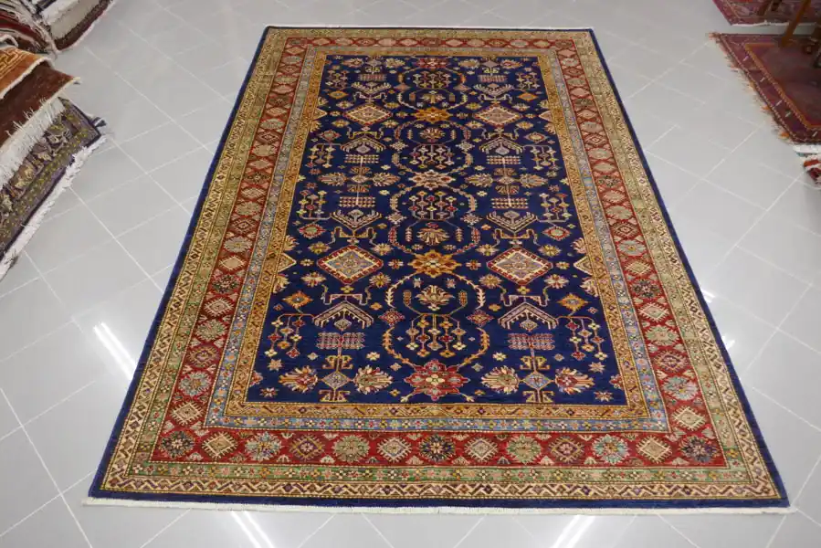 Tappeto Salotto/Sala Uzbek Kazak Extra Blu 297×202-N.13390