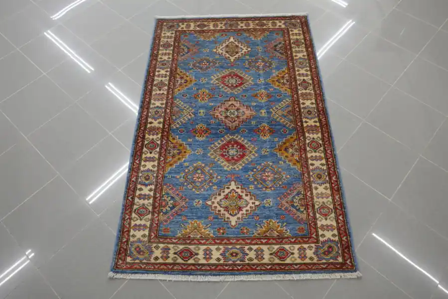 Tappeto Uzbek Kazak Extra Azzurro 153×95-N.13152