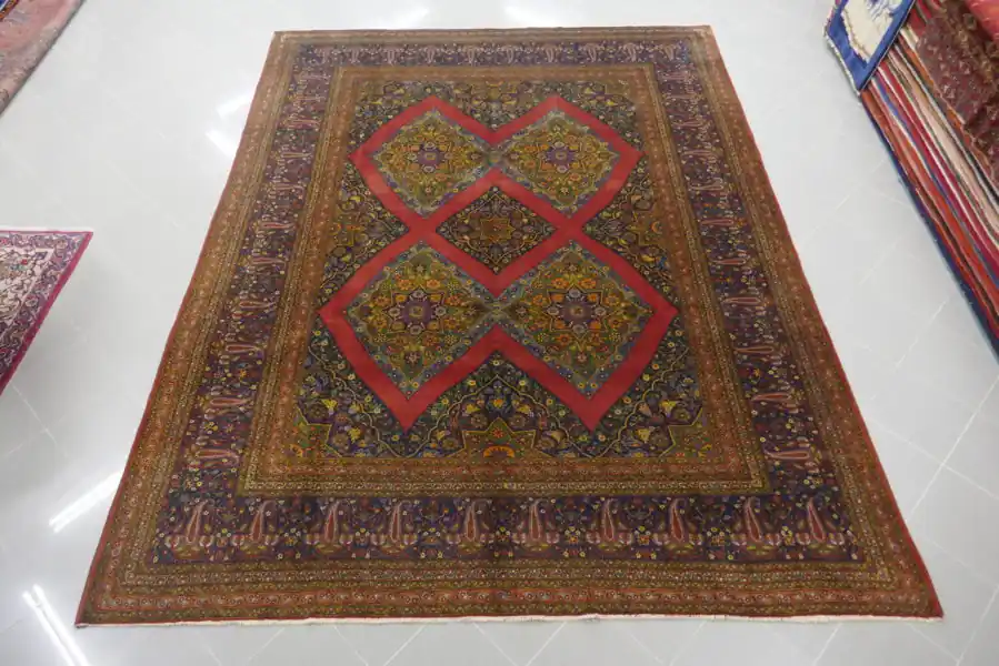 Tappeto Indiano Amritsar Antico da Sala 350×263-N.12518