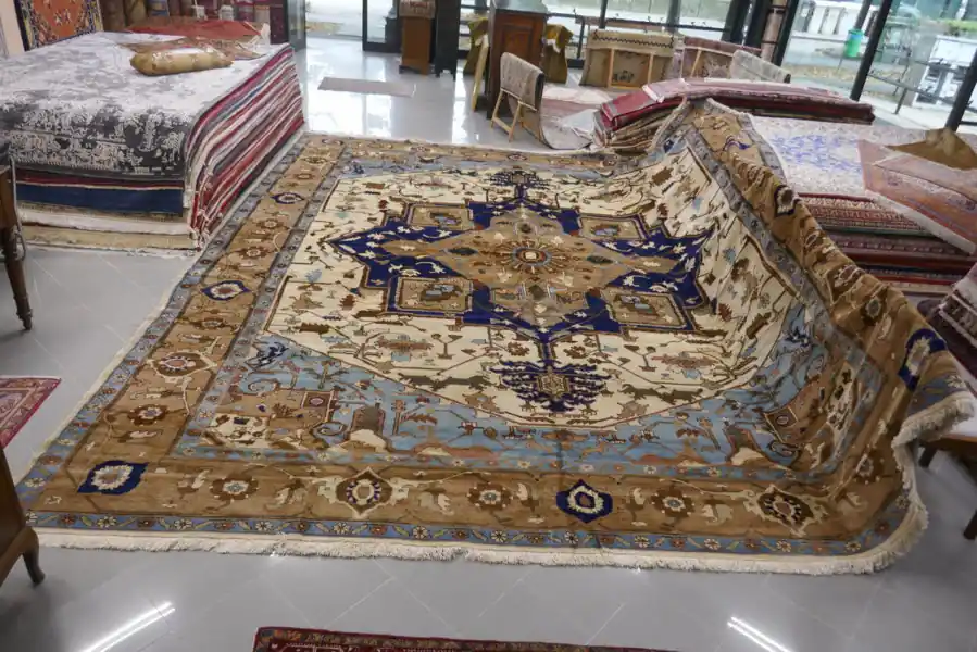 Tappeto Grande Heriz Persia Fondo Avorio Firmato 510×422-N.13780