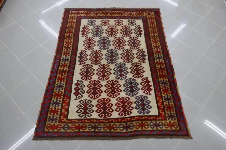 Antico Tappeto Karakalpak Fondo Avorio 177×139-N.13736