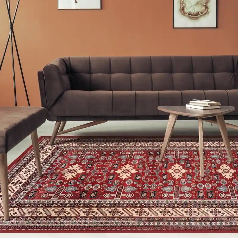 Tappeto Corsia Salotto Camera Lavabile Antiscivolo Classico Orientale Rosso Bordeaux Greche PREPEDIL