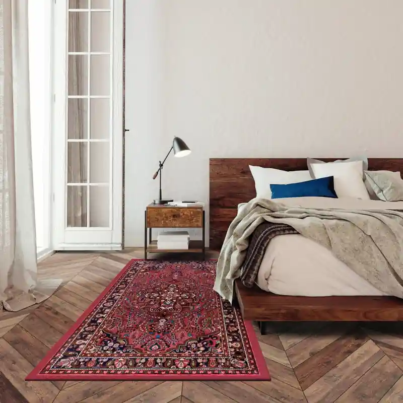 Tappeto Corsia Salotto Camera Lavabile Antiscivolo Classico Stile Iraniano Rosso Mattone - LILLIAN