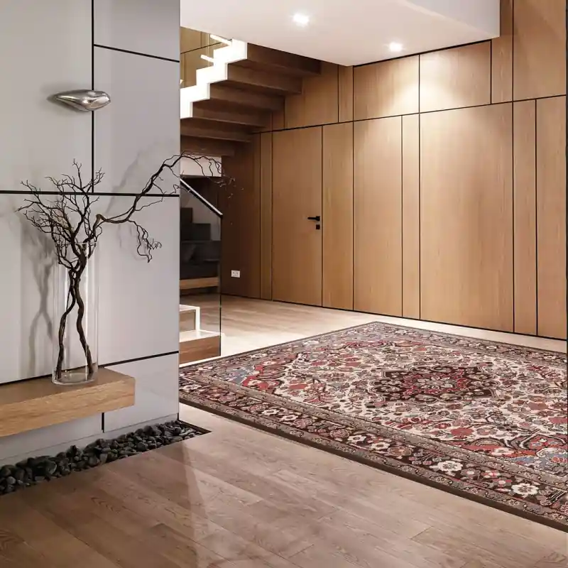 Tappeto Corsia Salotto Camera Lavabile Antiscivolo Classico Iraniano Beige Tortora - BOURCELO