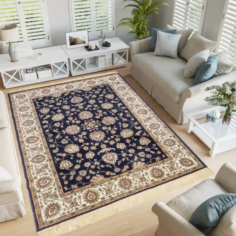 ZAFFIRO - Tappeto Classico Persiano Elegante Effetto Seta - 492 Blu