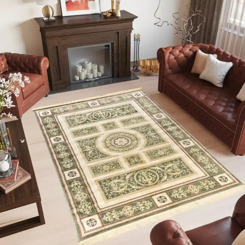 ZAFFIRO - Tappeto Classico Persiano Elegante Effetto Seta - 350 Verde