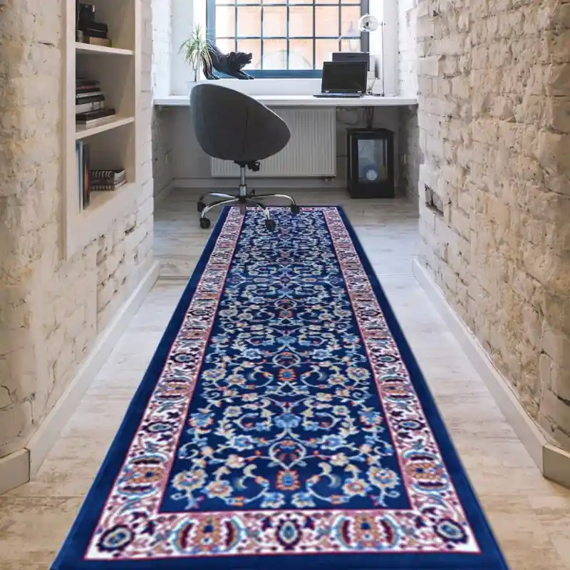 REGAL SHIRAZ - Tappeto Passatoia Corsia Classico Stile Persiano Fiori 2079 Blu Chiaro