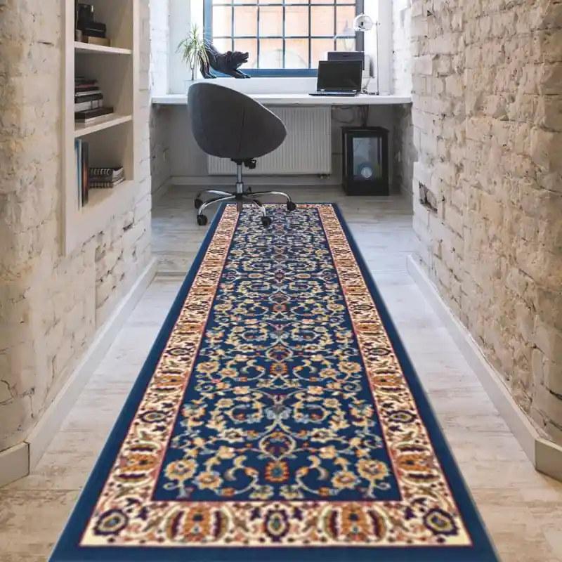 REGAL SHIRAZ - Tappeto Passatoia Corsia Classico Stile Persiano Fiori 2079 Blu