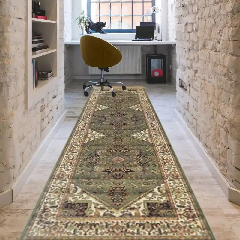 ZAFFIRO - Tappeto Passatoia Corsia Classico Persiano Elegante Effetto Seta - 304 Verde