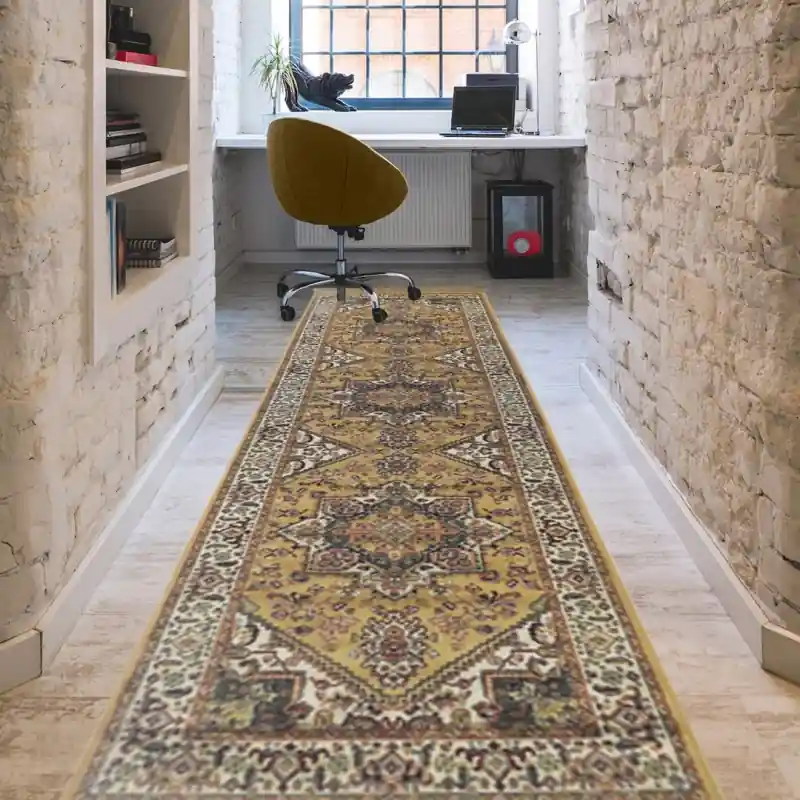 ZAFFIRO - Tappeto Passatoia Corsia Classico Persiano Elegante Effetto Seta - 304 Oro