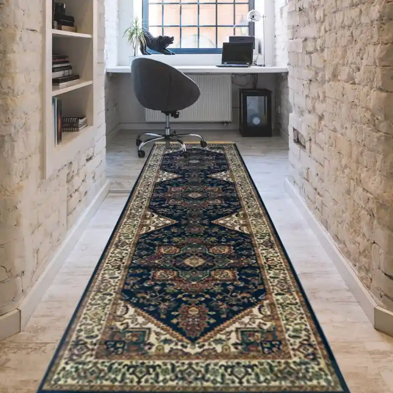 ZAFFIRO - Tappeto Passatoia Corsia Classico Persiano Elegante Effetto Seta - 304 Blu
