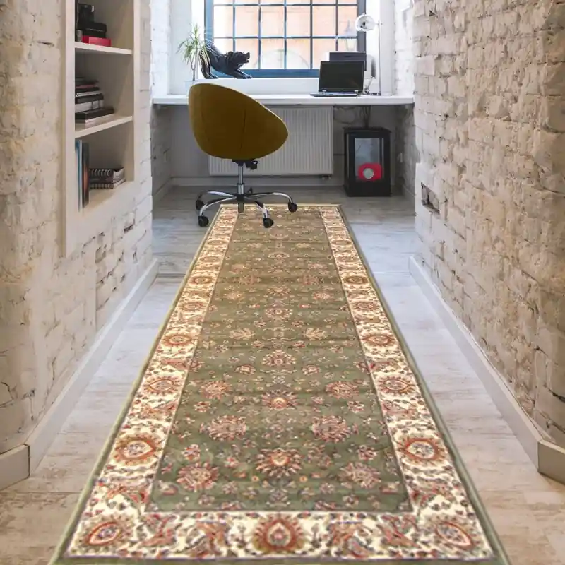 ZAFFIRO - Tappeto Classico Passatoia Corsia Persiano Elegante Effetto Seta - 492 Verde