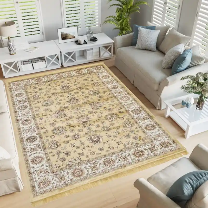 ZAFFIRO - Tappeto Classico Persiano Elegante Effetto Seta - 492 Giallo Oro