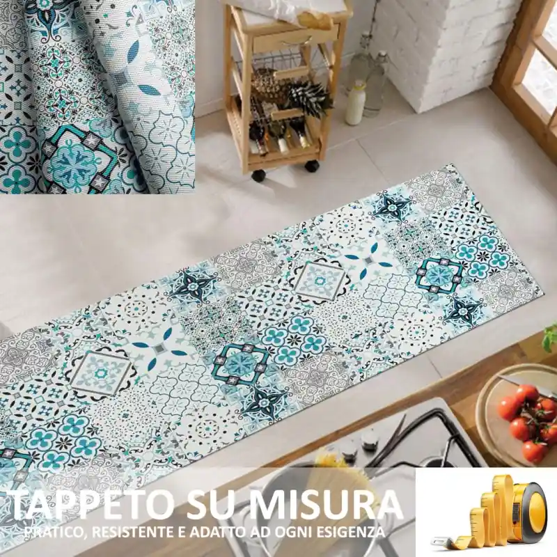 PERSONAL - Tappeto Passatoia Cucina Antiscivolo Stampa Digitale Taglio su Misura - MAIOLICA MAIORI
