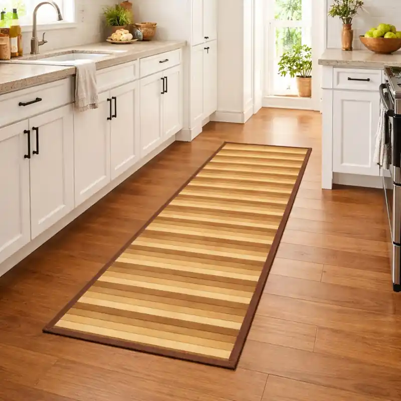 WOODY - Tappeto Passatoia Cucina BAMBOO Deluxe Degradè - Beige